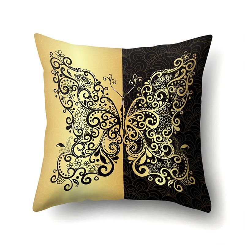 Polyester Pillowcase Peach Leather Velvet Decoration Printed Butterfly Pillowcase Waist Cushion Cover Car Cushion Head Cushion Cover