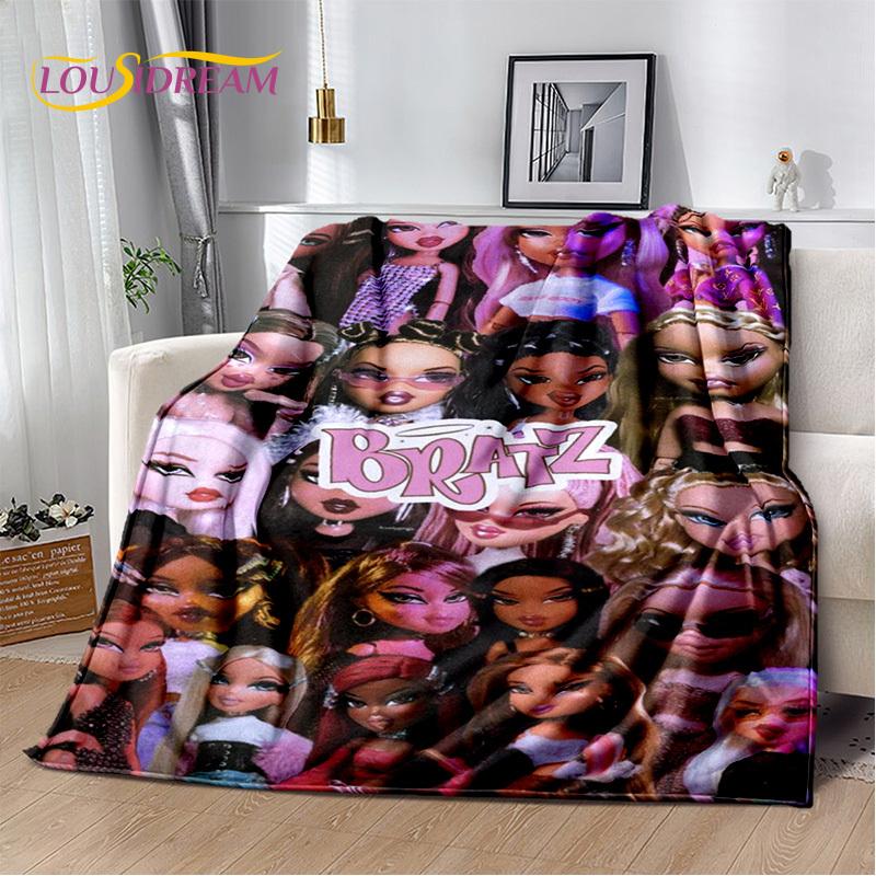 Bratz Cartoon 3D Printed Girls Blanket,Flannel Soft Throw Blanket for Home Bedroom Bed Sofa Picnic Office Hiking Cover Kids Gift