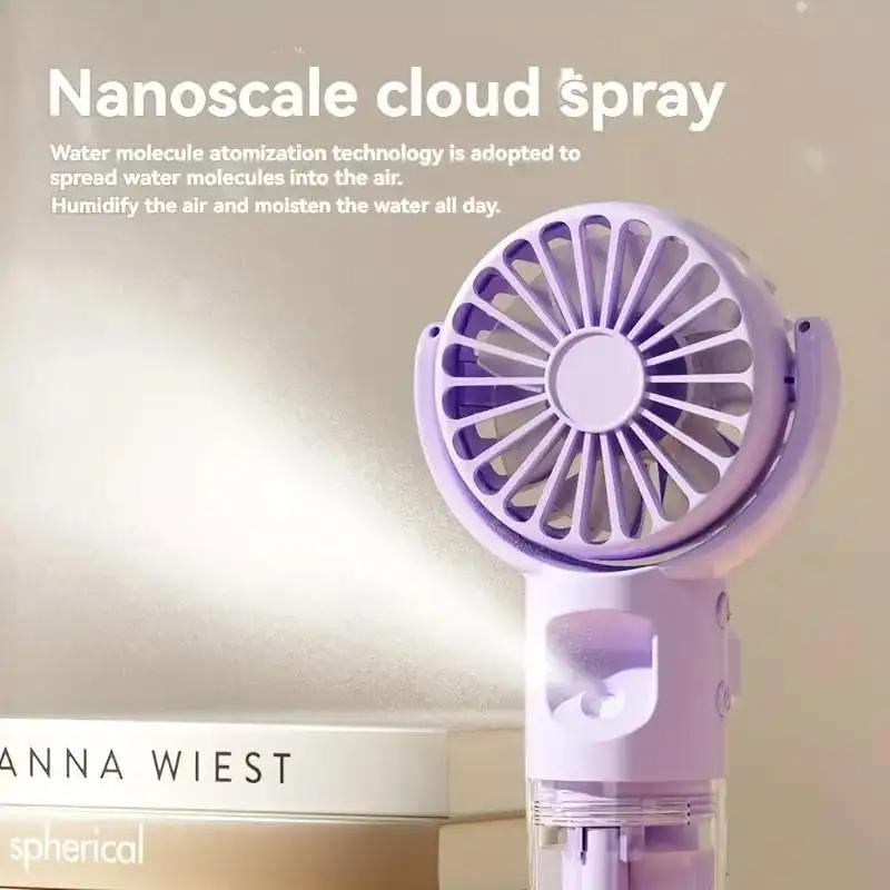 Portable Water Mist Fan Mini Handheld Fan USB Charging 4 Speeds Hanging Neck Spray Fans Portable Personal Hand Held Small Fan