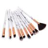 10 PCS Marble-Patterned Makeup Brushes for Even Powder Picking Multi-functional Set for Foundation Eyeshadow and Blush Set