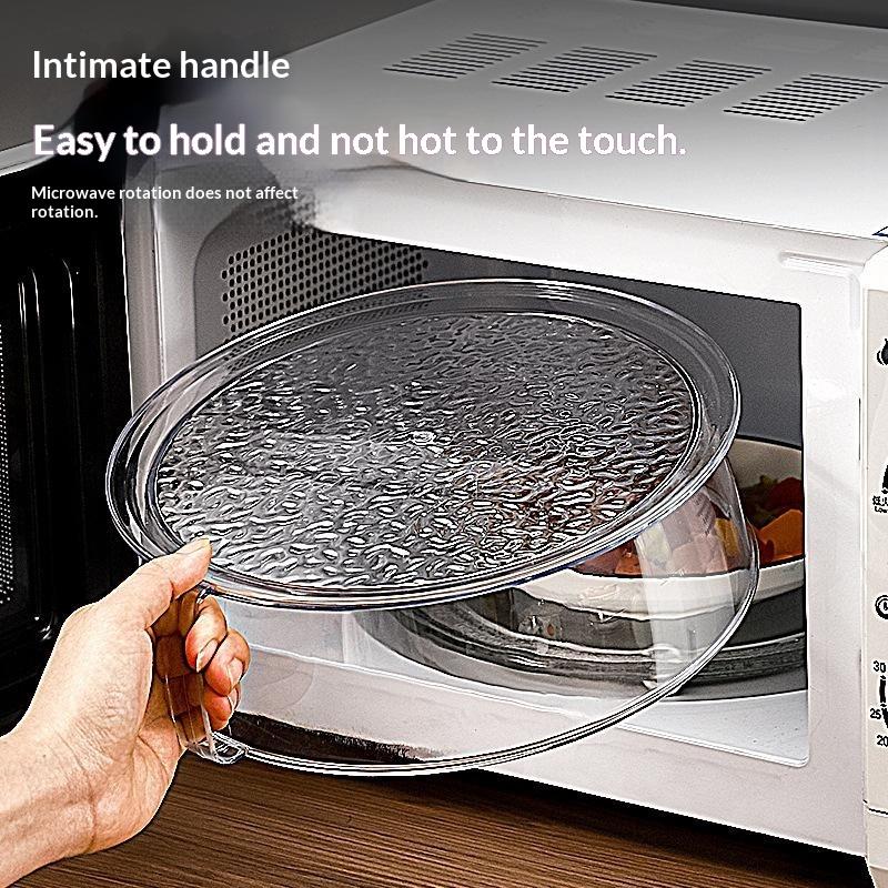 Pc Microwave Oven Cover With Handle Heat Resistant Splatter Guard Lid Transparent Dish Shield For Kitchen Fridge & Bbq