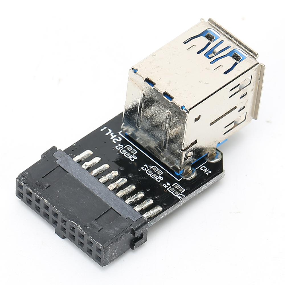 19PIN to 2-Port USB 3.0 Adapter Converter Black ABS Computer Equipment Accessories