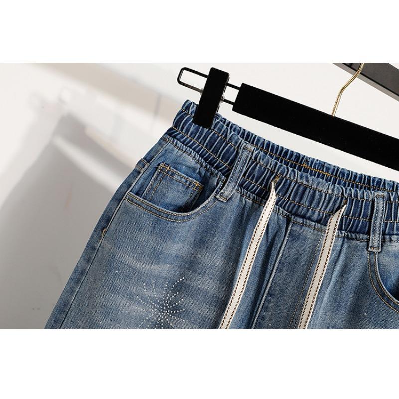 DIMANAF 2026 Spring Summer Women Plus Size Loose Jeans New Fashion Lady Denim Long Pants Oversized Bottoms