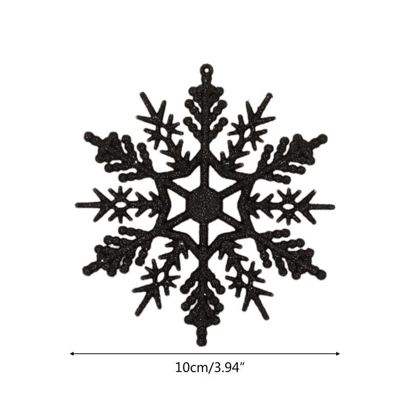 24TE Christmas Snowflake Pendant 24pcs/set Glitter Plastic Hanging Pendant Ornament for Xmas Tree Window Wall Decoration