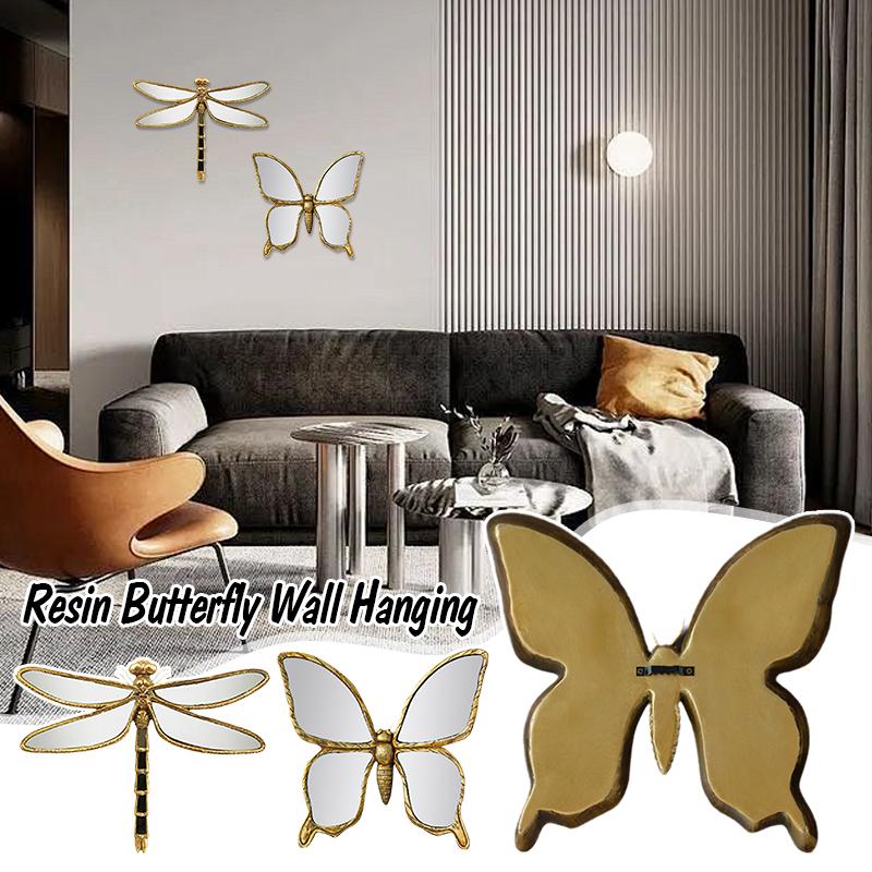 3D Relief Resin Dragonfly Wall Hanging Decor Vintage Butterfly Pendant Art Bedroom Living Room Bohemian Home Background Craft