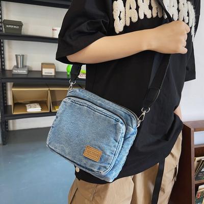 Sac en denim rétro sac messager étudiant sac à bandoulière style littéraire paresseux sac à bandoulière polyvalent sac petit pour la danse fille douce