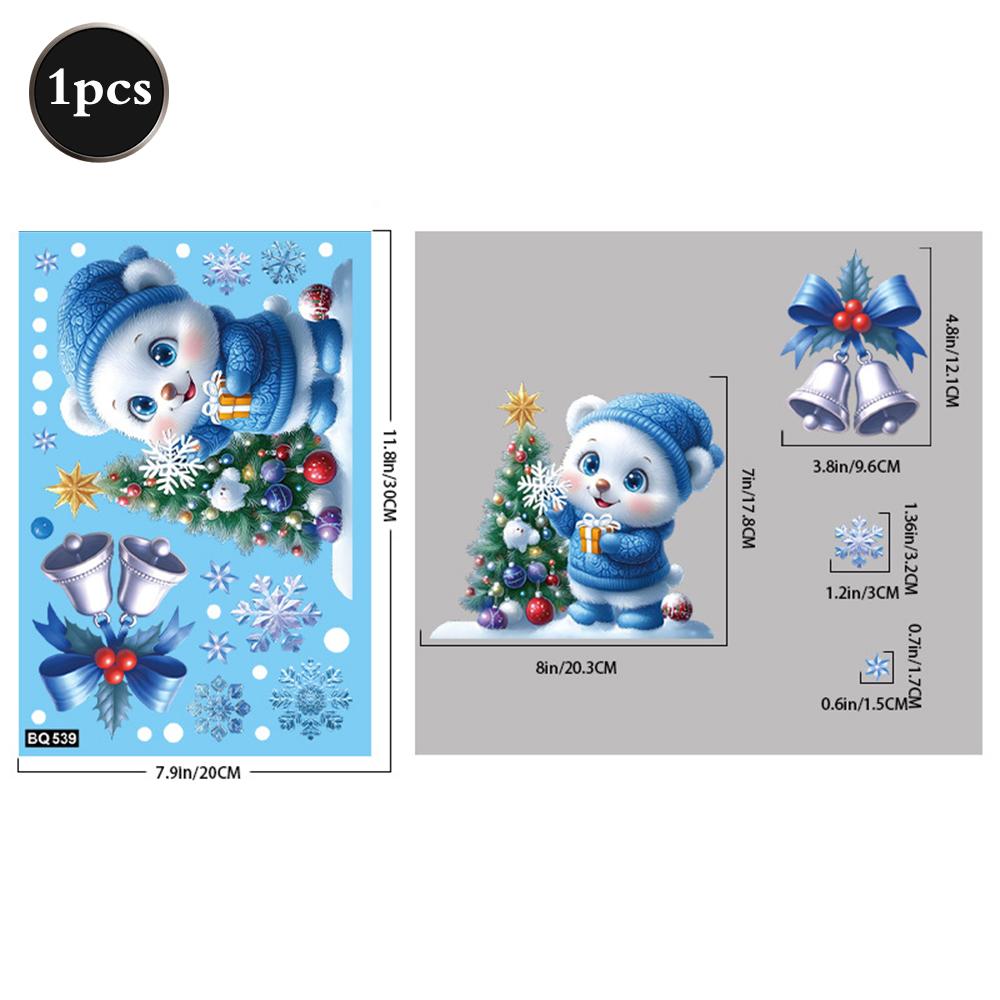 2026 Christmas Window Stickers Santa Claus Reindeer Snowmen PVC Static Glass Stickers No Glue Reusable Christmas Home Decoration