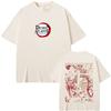 Anime Demon Slayer Rengoku Kyoujurou Double Sided Print T-shirt Summer Men Women Casual Oversized Tshirt Male Vintage T Shirts