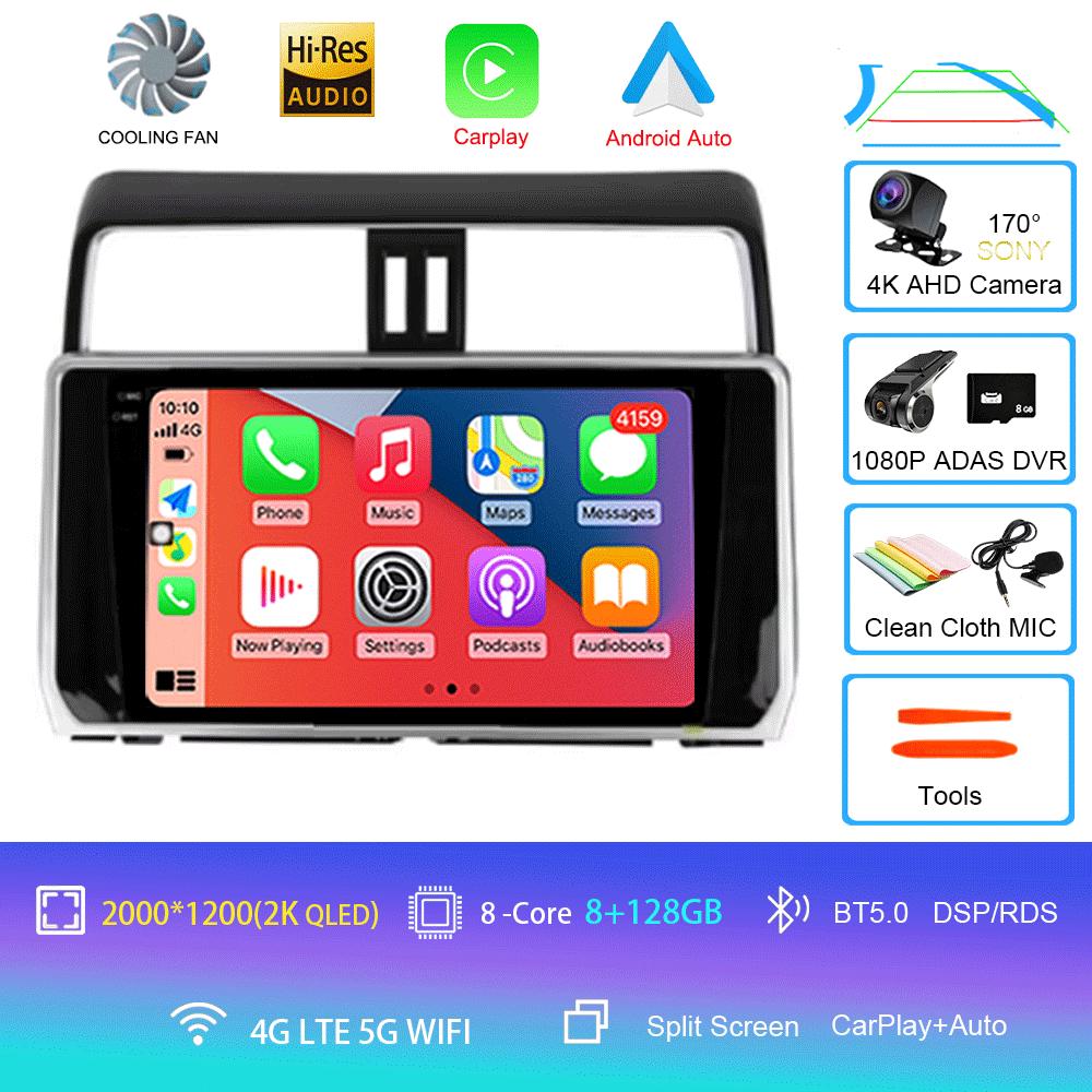 For Toyota Land Cruiser Prado 150 2018 2019 - 2025 Carplay 360 Camera Auto Android 14Car Radio Multimedia Player GPS Stereo Wifi