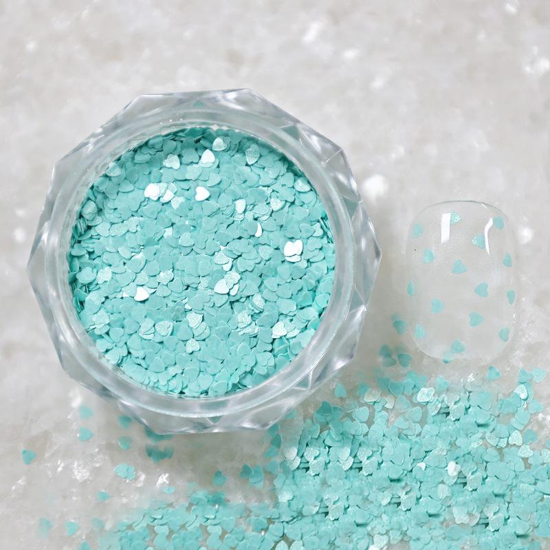 1Jar 1Mm Mini Sparkling Love Nail Glitter Sparkling Heart Nail Decoration Nail Salon Design Cute Accessories Diy Nail Art Design
