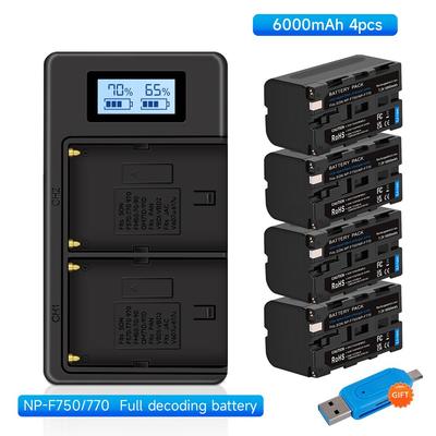 6000mAh per Batteria Sony NP-F770 NP-F780 F750 F730 Caricabatterie con Display LCD F970 F550 F570 F750 F770 MC1500C