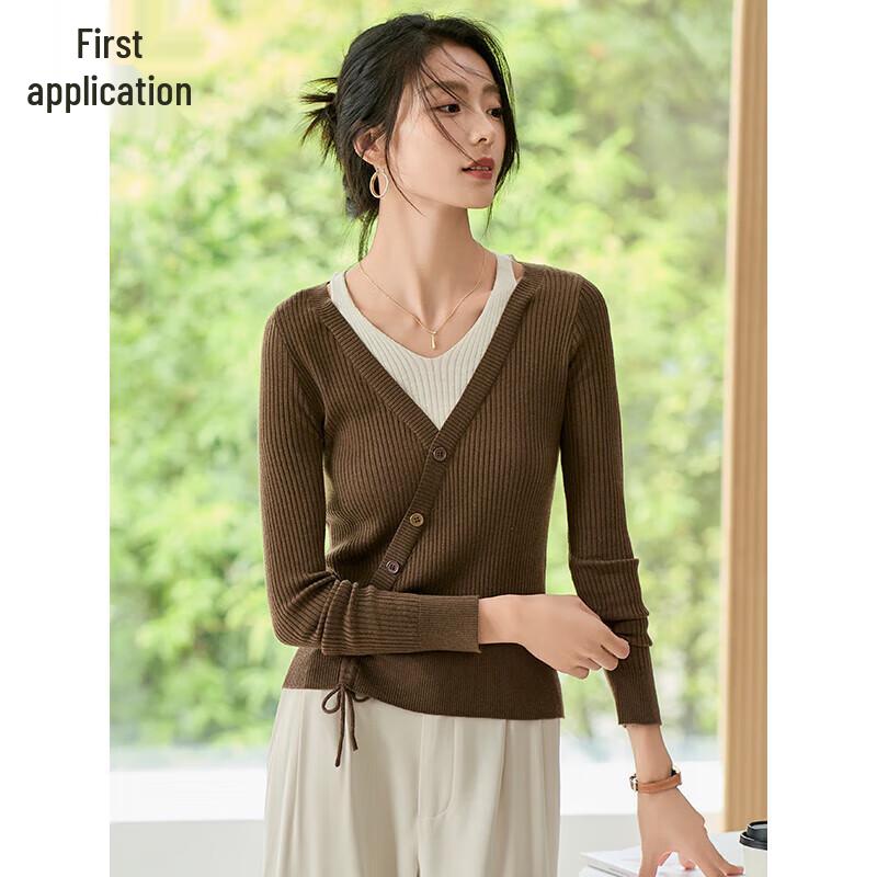 Women's Color-Block Faux Two-Piece Knit Sweater