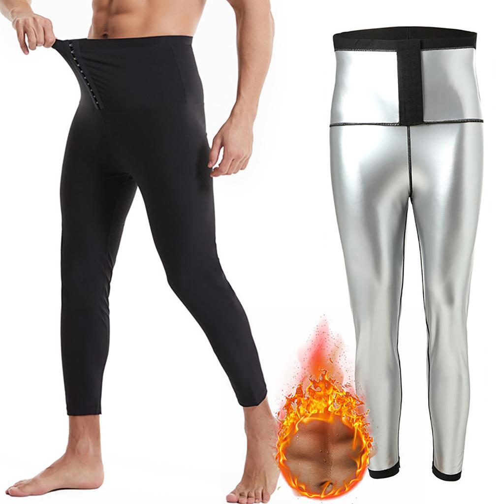 Men's High Waist Sauna Sweat Leggings Compression Pants with Waist Trainer Slimming Fitness Body Shaper Leggings