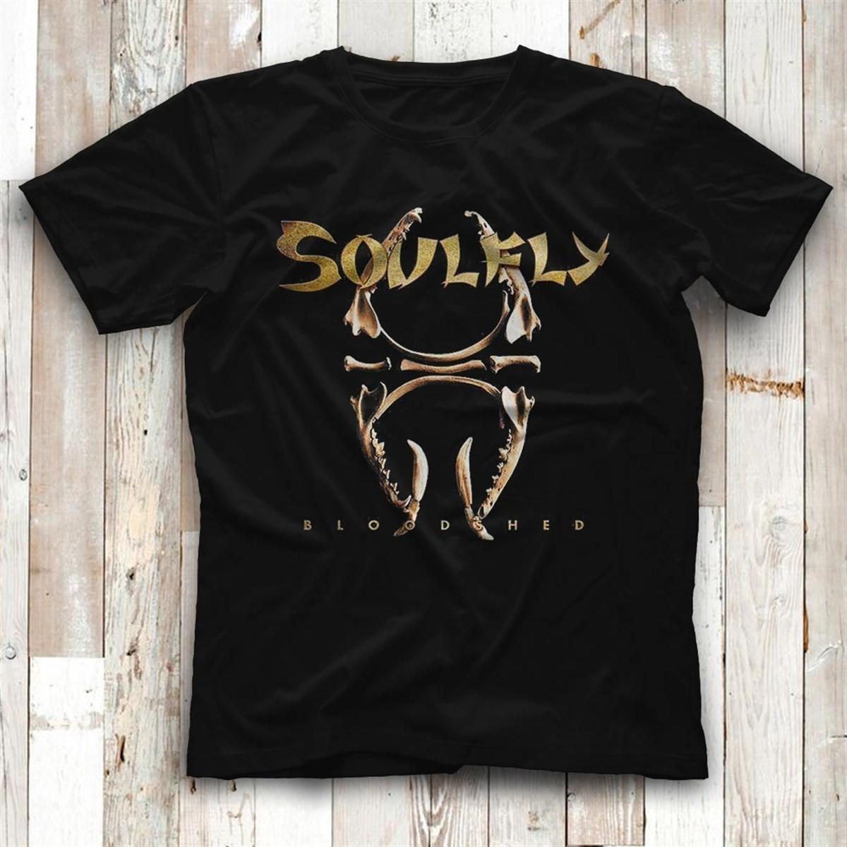 Винтажная Черная Хлопковая Футболка Унисекс Soulfly Bloodshed US200 S