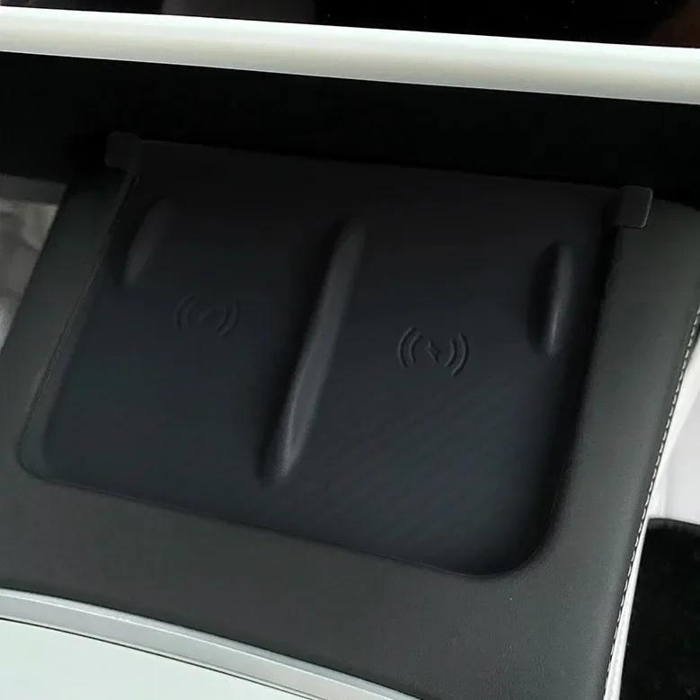 

Силиконовый беспроводной зарядник, противоскользящий защитный коврик для Tesla Model 3 2025-2025, Model Y 2017-2025, держатель для телефона, автомобильные аксессуары Silicone чёрный