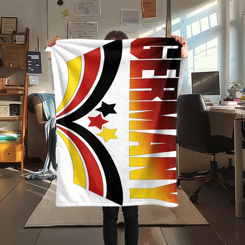 1PC Germany National Football Team Print Flannel Blanket, High Quality All Seasons, Home Decor, Warmth and Comfort, Perfect for Christmas Gifts