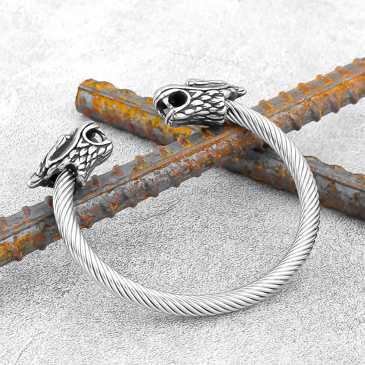 

Скандинавский винтажный браслет с рунами викингов из нержавеющей стали 316L, амулет с птицами и зверями