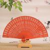 Fashion Wedding Hand Fragrant Party Carved Bamboo Folding Fan Chinese Wooden Fan Vintage Hollow Antiquity Folding Fan