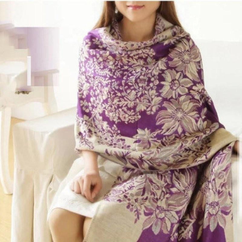 Elegant Floral Print Scarf For Women In Vibrant Colors Thick Warmth And Stylish Design Ideal For Winter And Air Conditioning