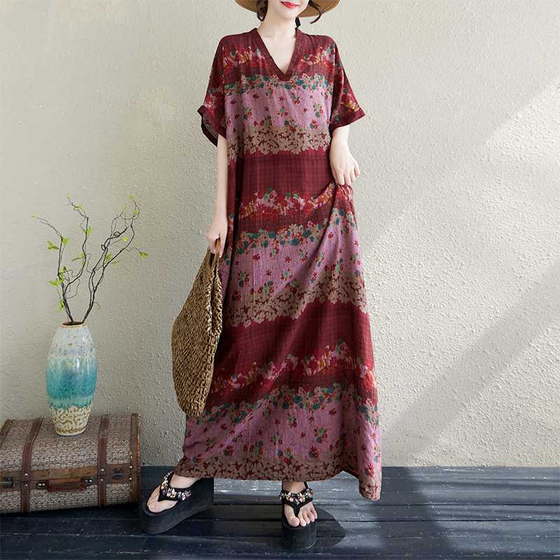 Summer V-neck Beach Dress Long Robe