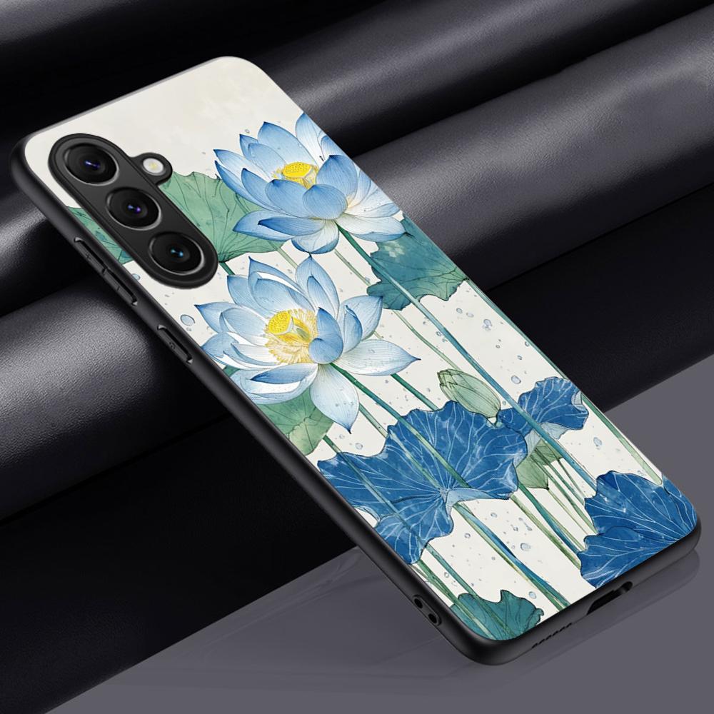

Lotus Chinese art painting patterns Phone Case For Samsung Galaxy S25 S24 S23 S22 S21 S20 Plus Ultra Note20 Soft Black Samsung Note20Ultra