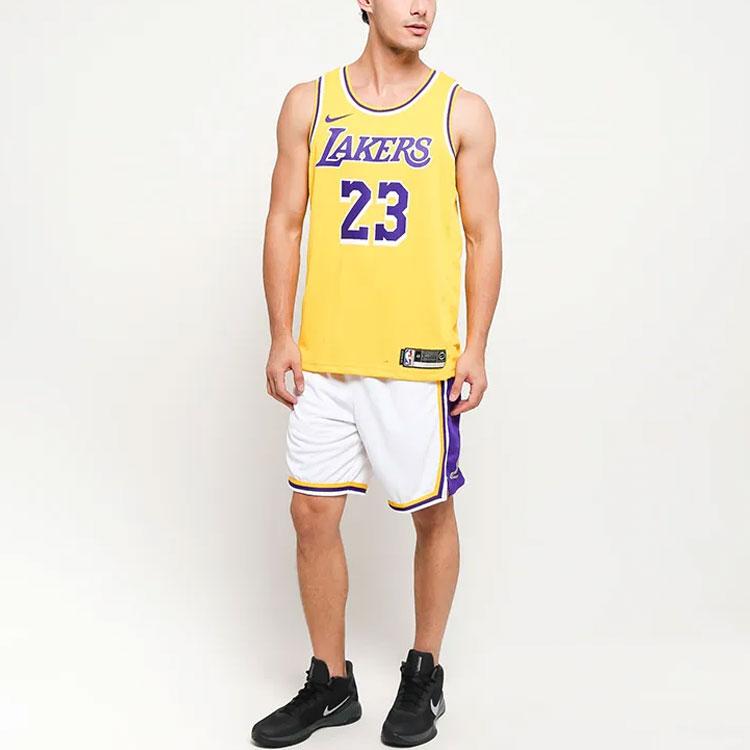 Nike NBA Association Edition Swingman Lakers Breathable Basketball Shorts Men Bottoms White AJ5616-100