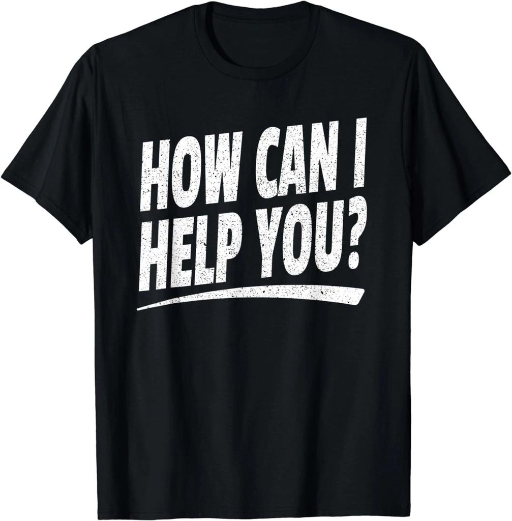 Retro Wie kann ich helfen Shirt (Nur Vorderseite) Weißer Text Geschenk Unisex T-Shirt