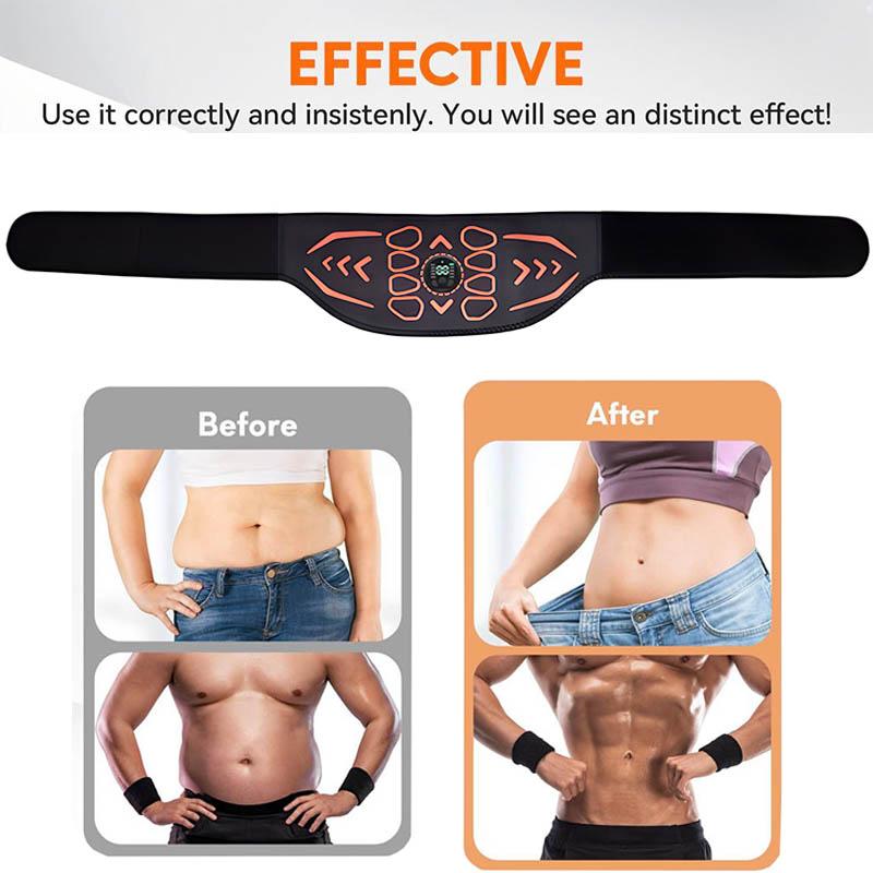 120cm Smart Abdominal Toning Belt EMS Muscle Stimulator Muscle Toner Body Massager USB Charge Weight Loss Home Fitness Massage