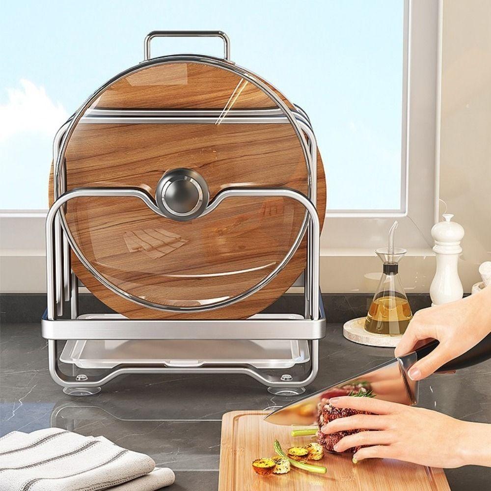 Moisture-proof Pot Lid Storage Rack Rustproof Chopping Board Rack Cutting Board Holder  Counter Top