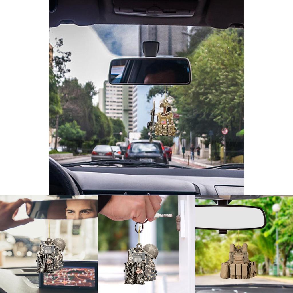 Vintage Acrylic Car Rearview Mirror Pendant Backpack Keychain Auto Interior Hanging Ornament