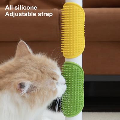 Escova arranhadora para rosto de gato, canto de parede, luva autolimpante, ferramenta de massagem, pente de silicone suave para gatos, dentes, fácil de instalar, remoção de pelos de gato para gatinhos