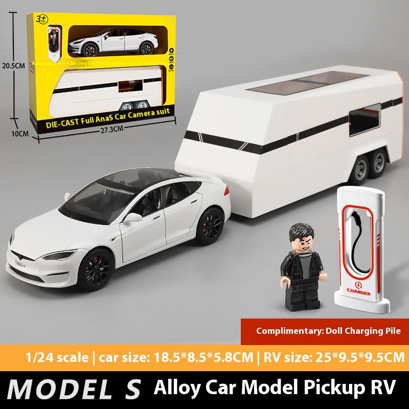 1:24 Modello Y Modello X Modello S Rimorchio RV Lega Metallo Pressofuso Modello di Auto Giocattolo Simulato Collezioni Hobby Regali di Compleanno Ragazzo