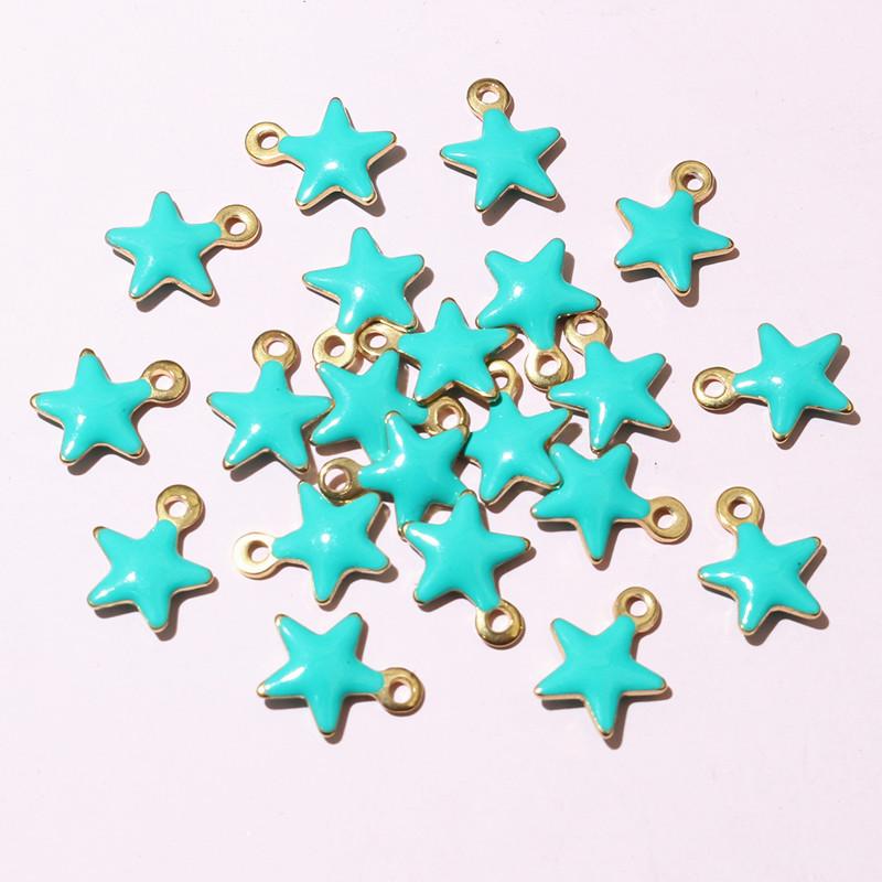 20pcs 10x8mm Enamel Small Star Charms Pendant Stainless Steel DIY Jewelry Making Accessories Findings for Bracelet Earrings