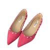 French Pointed Inner Height Increase Rivet Single Shoes Women's 2025 Spring and Summer New Shallow Mouth Soft Sole Red Wedding Shoes Banquet Ladyshoes