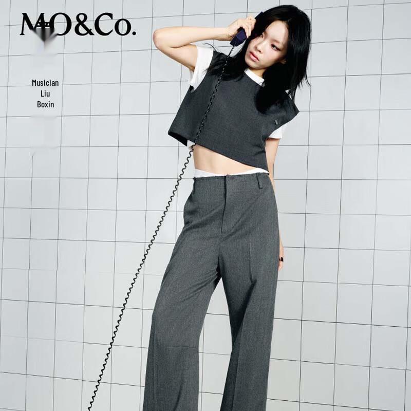MO&Co. Women's Mid-Rise Straight-Leg Trousers