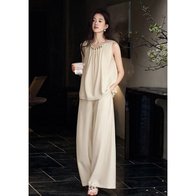 XWI Women s Beaded Sleeveless Vest & Pants Set L