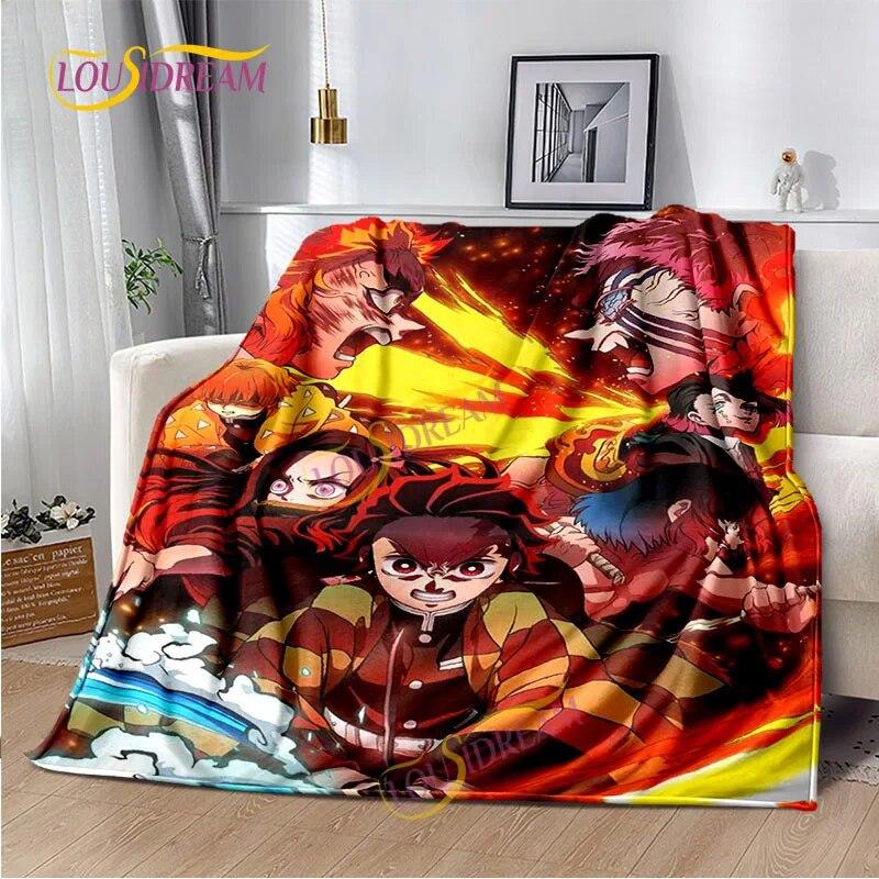 Japanese Cartoon Series Blanket Living Room Bed Sofa Travel 3D Demon Slayer Blanket Cartoon Home Office Hiking Gift