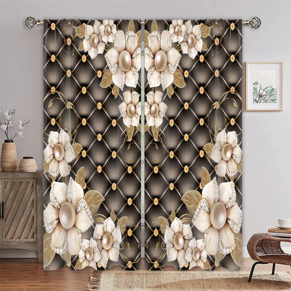 Luxury Romantic Diamond Flower Lady On Sale Window Curtains Drapes for Kids Bedroom Living Room Kitchen Door Home Decor 2Pieces