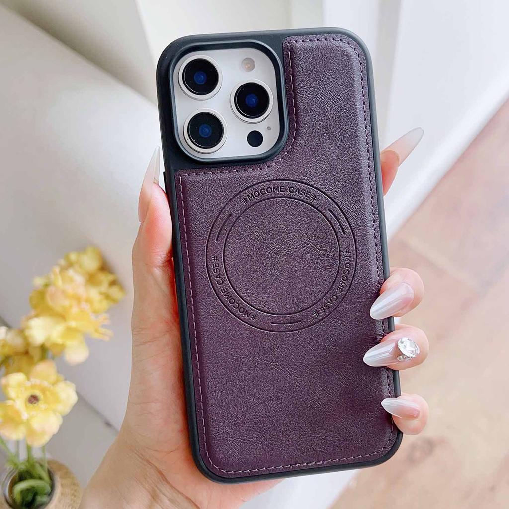 Phone Case for iPhone 16 Pro Max 17 Air 16e 15 Plus 14 13 Promax 12 11 Business Magnetic Wireless Charging Simple Leather Cover