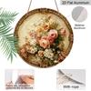 2D Flat, 1pc Round Vintage Floral Metal Wall Decor - Beige & Golden Suitable for Home, Suitable for Housewarming Gifts, Round Aluminum Plaque with