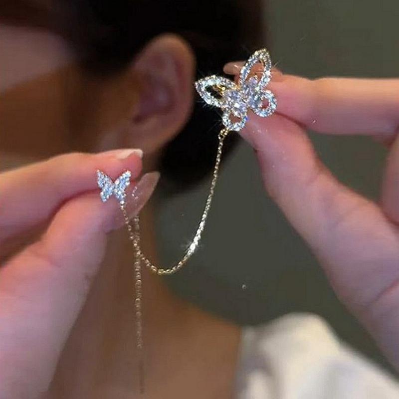 Earstuds Simple Fashionable Earrings Hollowed Out Butterfly Zircon Earrings for Women Ear Clips Ear Lines and Dynamic Accessories