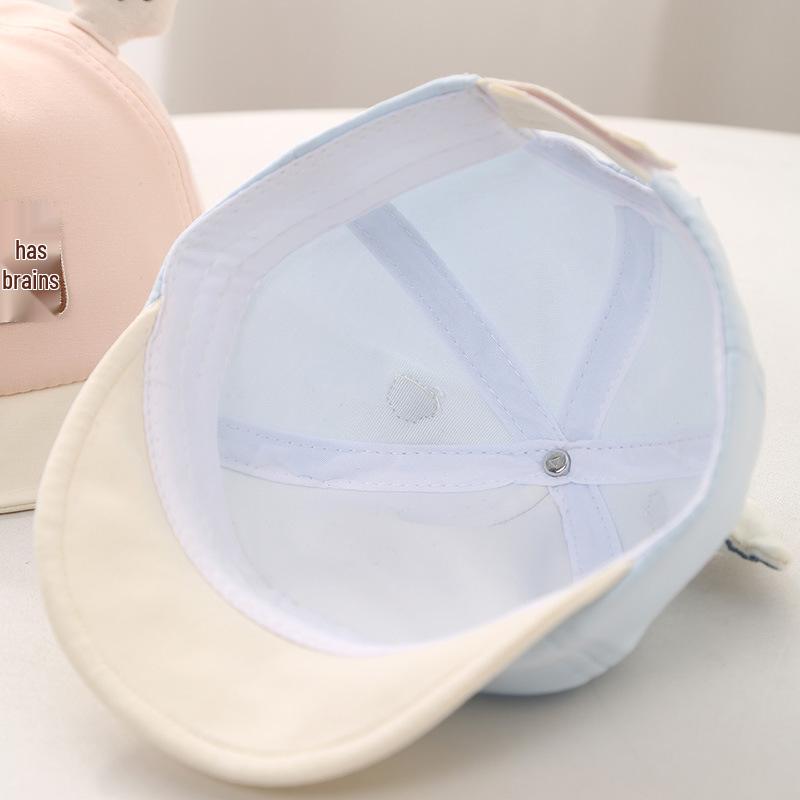 Spring Baby Duckbill Hat - Soft Brim Sunshade Cap with Cute Auspicious Words for Boys & Girls