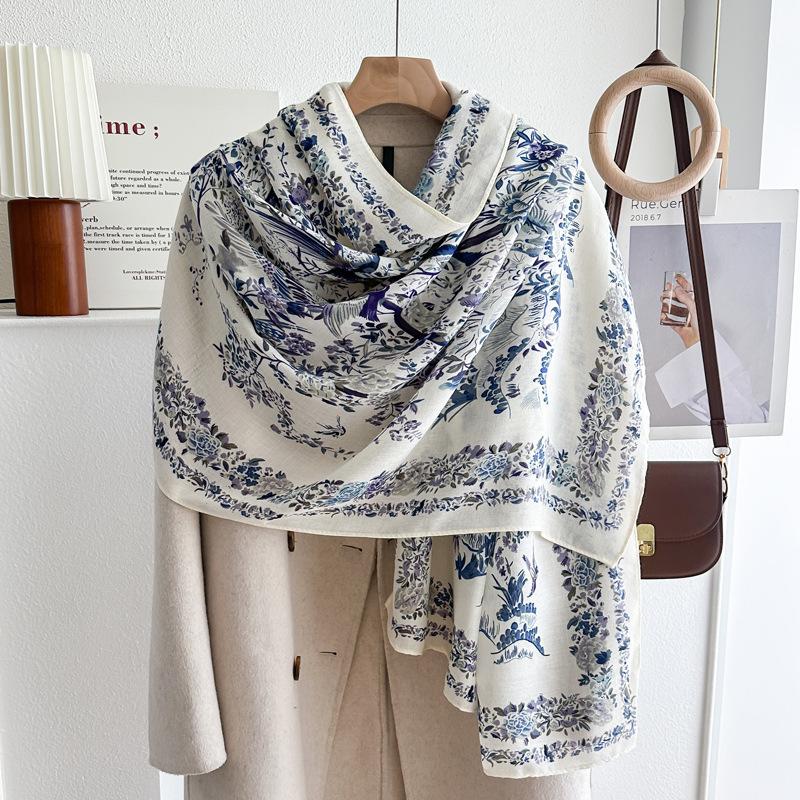 Oversized Korean Linen Shawl Dual-purpose Silk Scarf Travel Photo Sun Protection Beach Towel Extended Scarf Women's Versatile