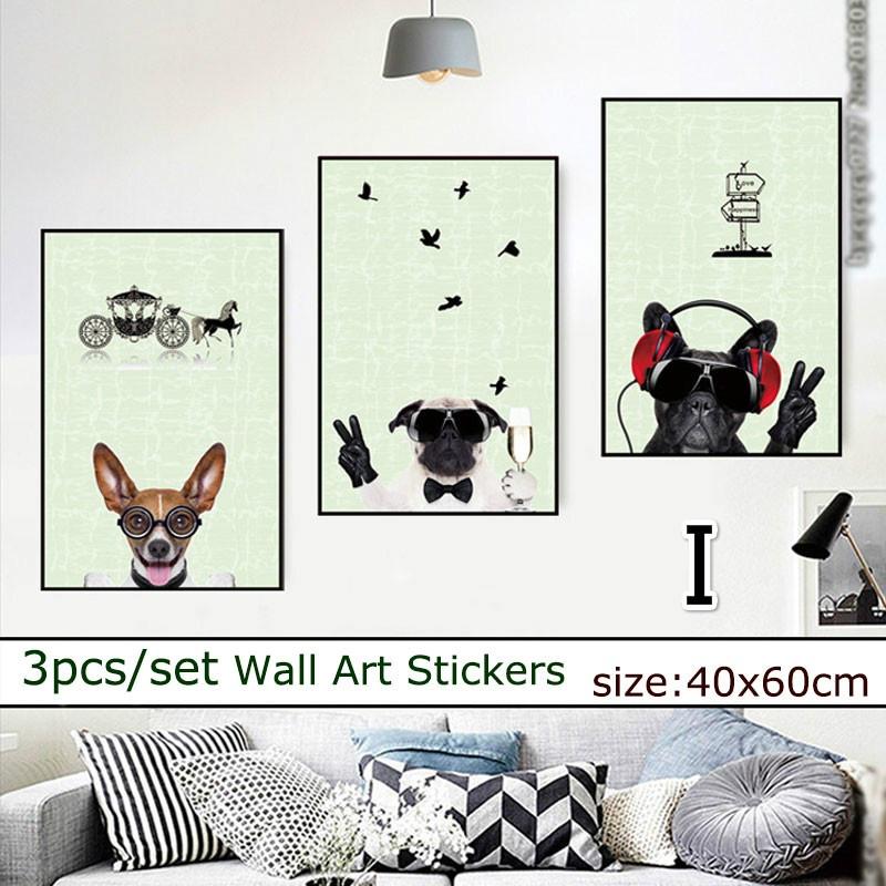 3pcs/set  Self-adhesive Decorative Wall Stickers Picture Warm Poster Home Layout Background Wallpape