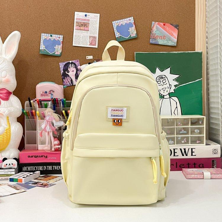 Schoolbag Japanese Large Capacity Ins Girl Lightweight Solid Color Simple Fashion Versatile Schoolbag Junior High School Student Backpack
