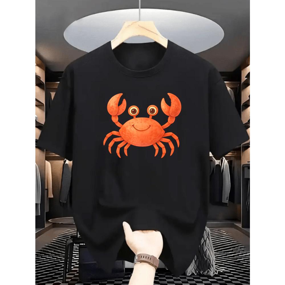 Cute Crab Graphic Printed T Shirt Kawaii Marine Life Crustacean Art Tee Funny Animal Casual Short Sleeve Top Tees