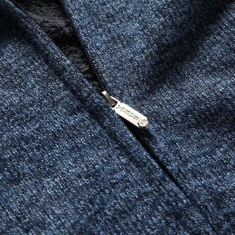 Pánský zimní kabát plus sametový zahušťovací móda pletený svetr kabát cardigan pro udržení tepla