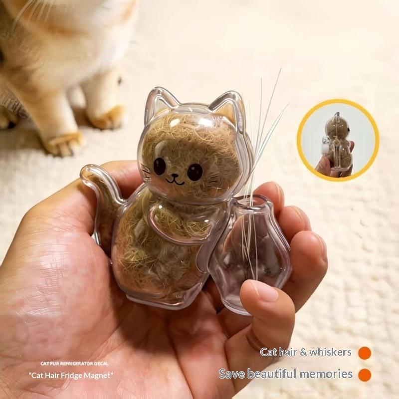 Transparent Cat Hair Storage Refrigerator Pet Fur Keepsake Capsule Diy Souvenirs Cat Whiskers Collector Fridge Magnet
