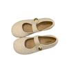 Flat-bottomed Mary Jane Shoes Women's 2025 Autumn Outer Wear New French One-word Buckle Retro Temperament Single Shoes
