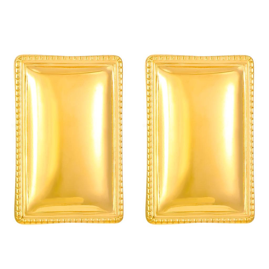 Vintage Titanium Steel Geometric Earrings: European & American Retro Style, Smooth Irregular Pleated Design